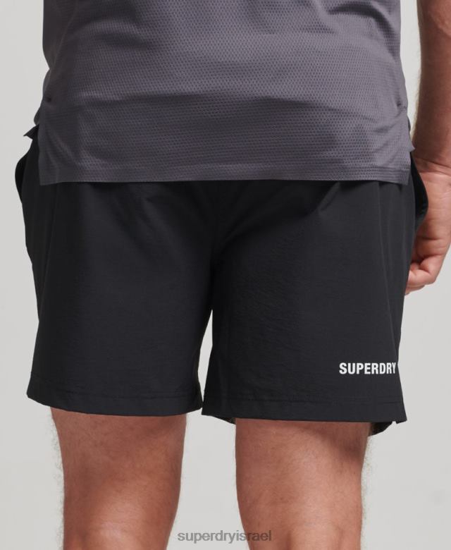 il Superdry גברים מכנסי ספורט קצרים ארוגים בליבה שָׁחוֹר 4LX2Z285 הַלבָּשָׁה