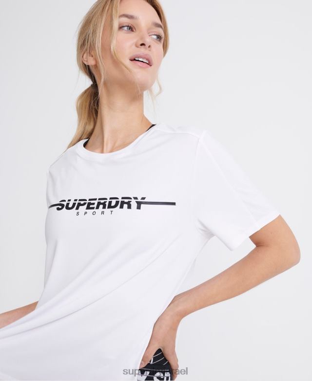 il Superdry נשים חולצה לחדר אימון לבן 4LX2Z2865 הַלבָּשָׁה