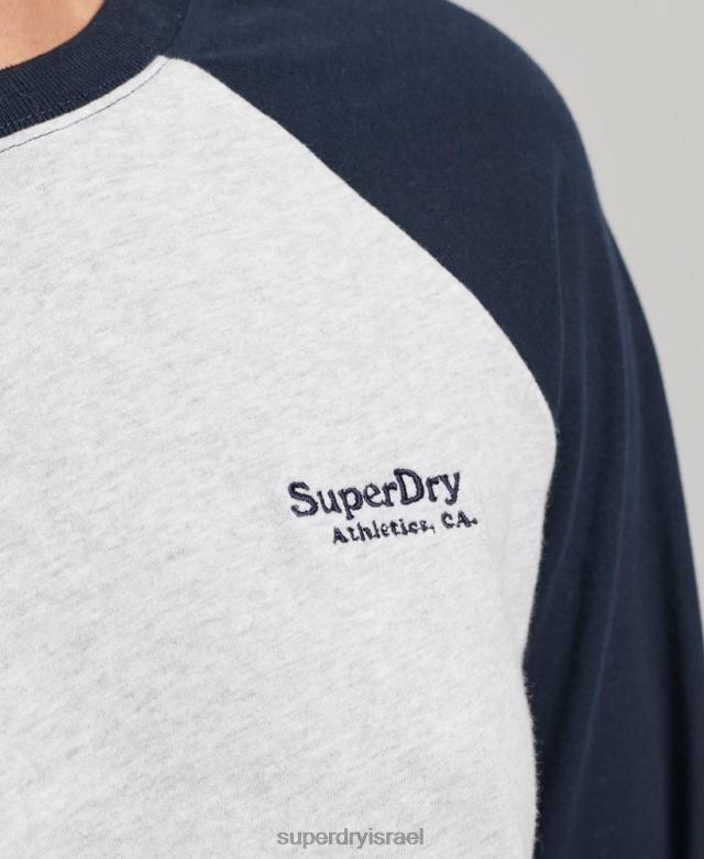 il Superdry נשים עליונית בייסבול לוגו וינטג' מכותנה אורגנית אפור 4LX2Z2899 הַלבָּשָׁה