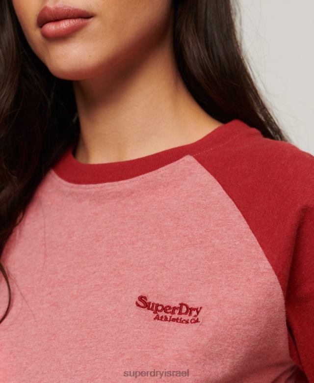 il Superdry נשים עליונית בייסבול לוגו וינטג' מכותנה אורגנית וָרוֹד 4LX2Z2905 הַלבָּשָׁה