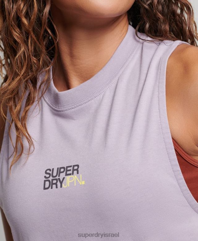 il Superdry נשים גופיית צווארון מדומה לרכבת כותנה אורגנית סָגוֹל 4LX2Z2922 הַלבָּשָׁה