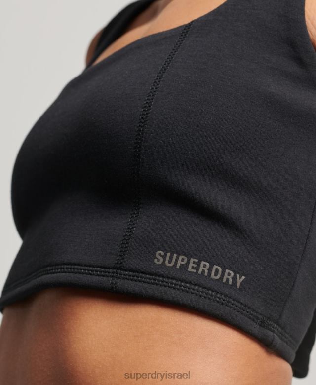 il Superdry נשים עליונית חזייה טכנולוגית שָׁחוֹר 4LX2Z2947 הַלבָּשָׁה