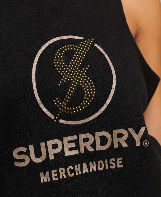 il Superdry נשים אפוד חנות וינטג' שָׁחוֹר 4LX2Z2964 הַלבָּשָׁה