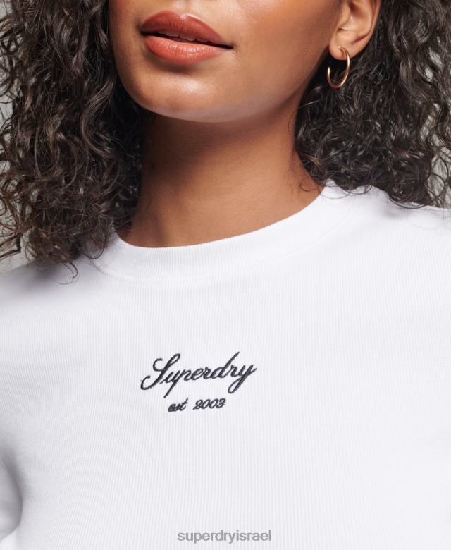 il Superdry נשים עליון בהתאמה של לוגו מורשת לבן 4LX2Z2975 הַלבָּשָׁה