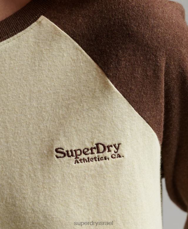 il Superdry נשים עליונית בייסבול לוגו וינטג' מכותנה אורגנית חום 4LX2Z3003 הַלבָּשָׁה