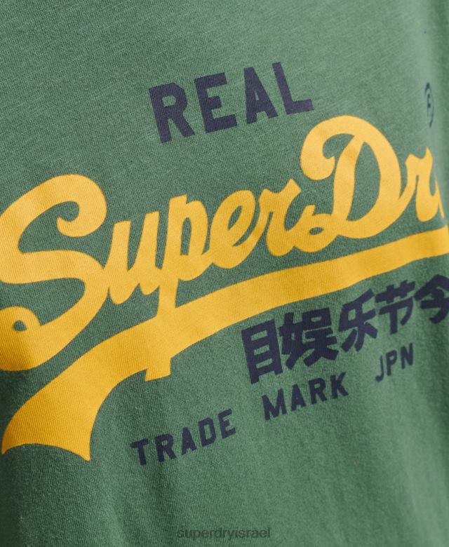 il Superdry נשים עליונית עם שרוולים ארוכים של לוגו וינטג' ירוק 4LX2Z3045 הַלבָּשָׁה