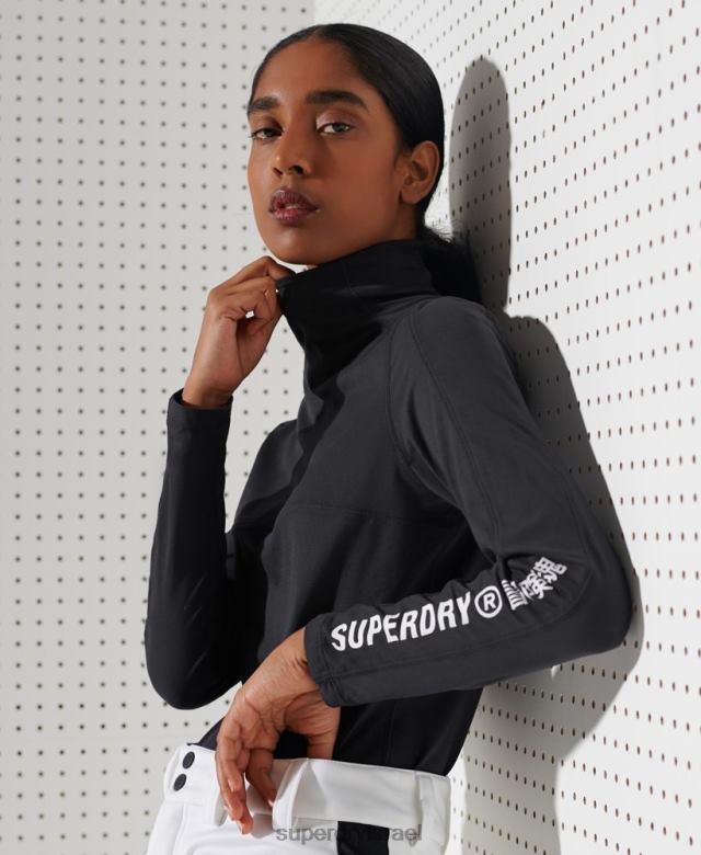 il Superdry נשים ראש שכבת בסיס צווארון קרבון שָׁחוֹר 4LX2Z3058 הַלבָּשָׁה