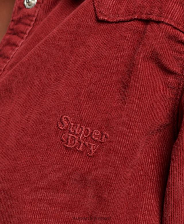 il Superdry נשים חולצה מערבית כבל אָדוֹם 4LX2Z3062 הַלבָּשָׁה