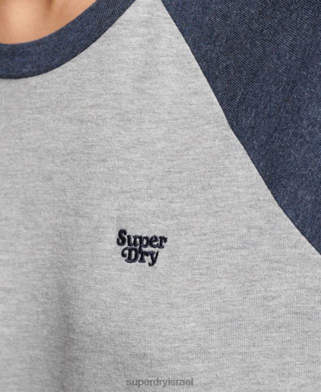 il Superdry נשים עליונית ראגלן וינטג' בקאלי פס אפור בהיר 4LX2Z3072 הַלבָּשָׁה