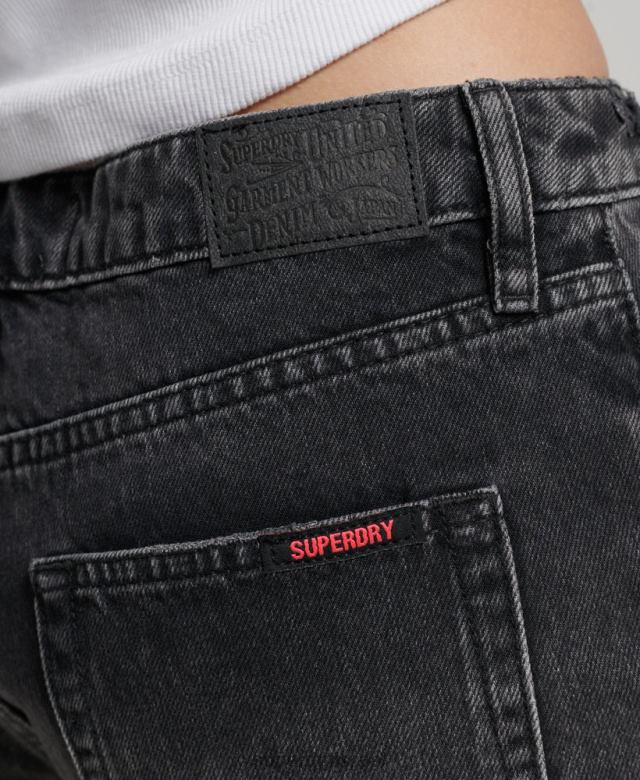 il Superdry נשים מכנסי ג'ינס לוהטים שָׁחוֹר 4LX2Z3102 הַלבָּשָׁה