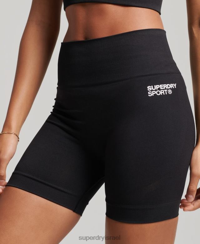 il Superdry נשים מכנסיים קצרים צמודים ללא תפרים שָׁחוֹר 4LX2Z3117 הַלבָּשָׁה