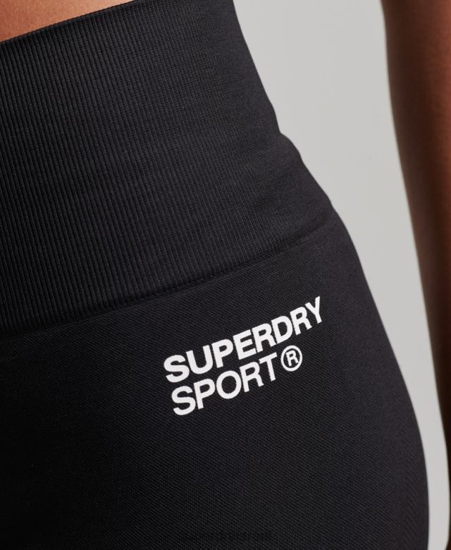 il Superdry נשים מכנסיים קצרים צמודים ללא תפרים שָׁחוֹר 4LX2Z3117 הַלבָּשָׁה