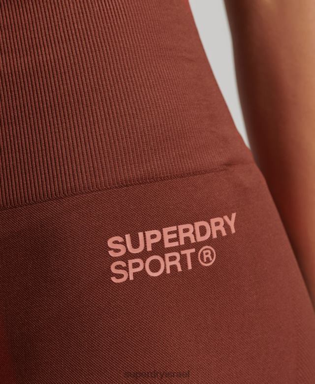 il Superdry נשים מכנסיים קצרים צמודים ללא תפרים חום 4LX2Z3124 הַלבָּשָׁה