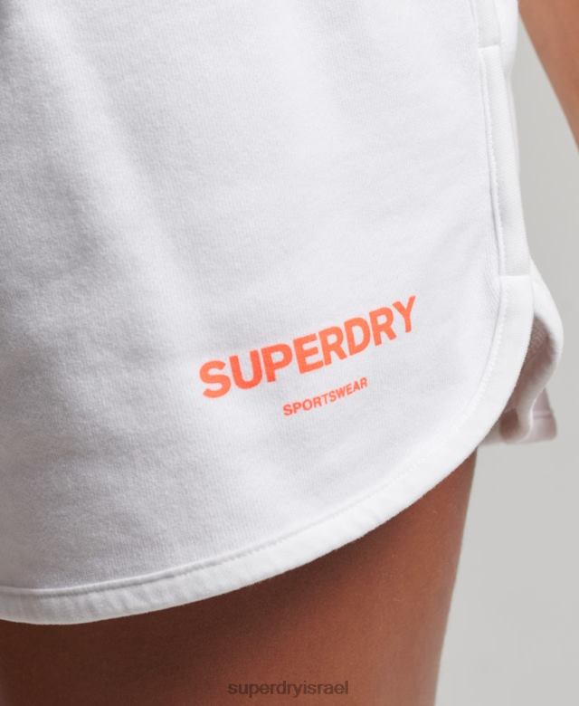 il Superdry נשים מכנסי זיעה קצרים לספורט ליבה לבן 4LX2Z3141 הַלבָּשָׁה