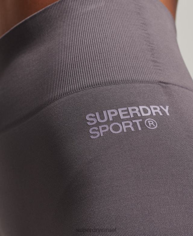 il Superdry נשים מכנסיים קצרים צמודים ללא תפרים אפור 4LX2Z3148 הַלבָּשָׁה