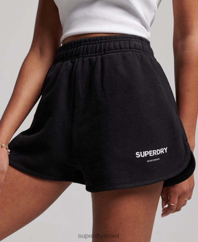 il Superdry נשים מכנסי זיעה קצרים לספורט ליבה שָׁחוֹר 4LX2Z3149 הַלבָּשָׁה