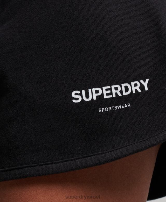 il Superdry נשים מכנסי זיעה קצרים לספורט ליבה שָׁחוֹר 4LX2Z3149 הַלבָּשָׁה