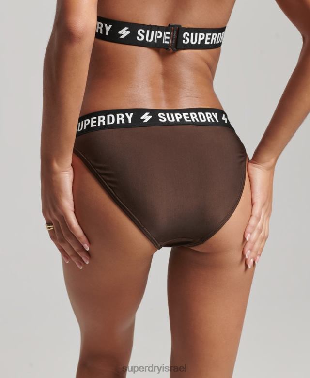 il Superdry נשים תחתוני ביקיני ממוחזרים אלסטיים חום 4LX2Z3207 הַלבָּשָׁה