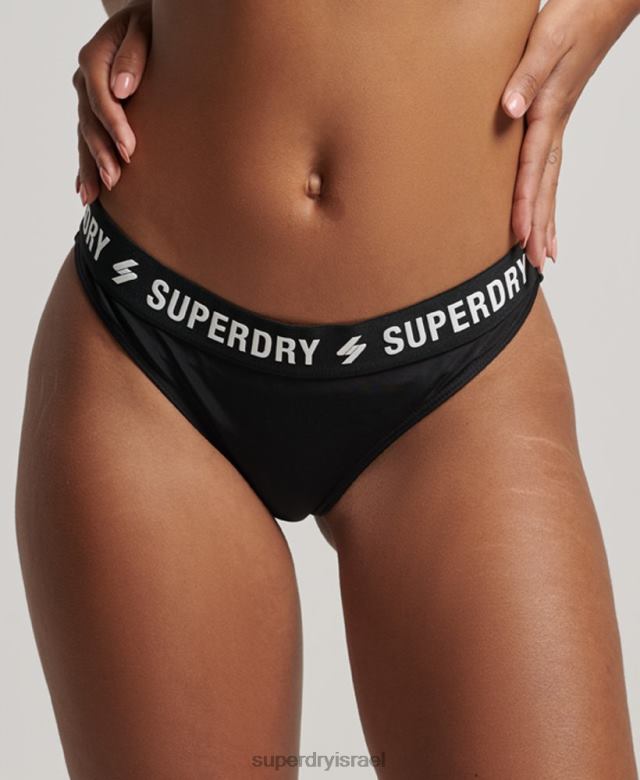 il Superdry נשים תחתוני ביקיני אלסטיים ממוחזרים שָׁחוֹר 4LX2Z3246 הַלבָּשָׁה