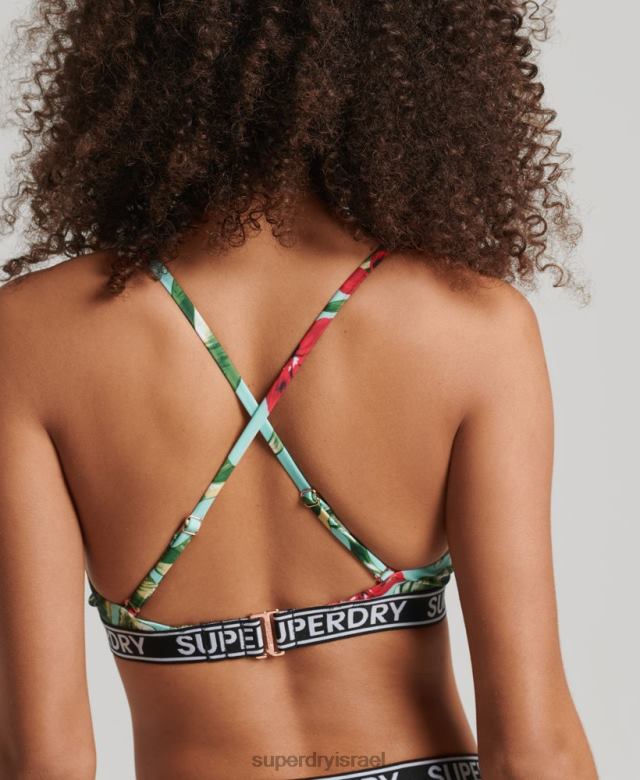 il Superdry נשים עליונית ביקיני ממוחזרת לוגו גלישה וינטג' ירוק 4LX2Z3254 הַלבָּשָׁה