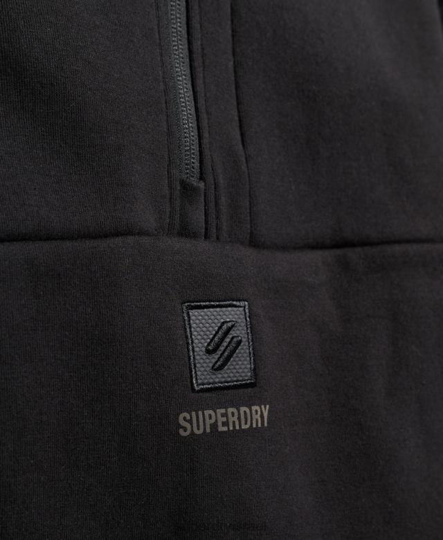 il Superdry נשים סווטשירט עטלף טכנולוגי חצי רוכסן שָׁחוֹר 4LX2Z3281 הַלבָּשָׁה