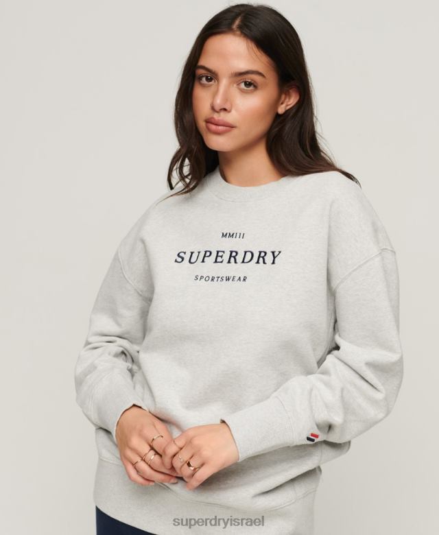 il Superdry נשים סווטשירט צוות אוברסייז של הרלדיקה אפור 4LX2Z3288 הַלבָּשָׁה