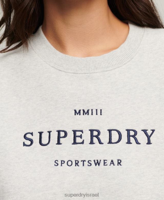 il Superdry נשים סווטשירט צוות אוברסייז של הרלדיקה אפור 4LX2Z3288 הַלבָּשָׁה