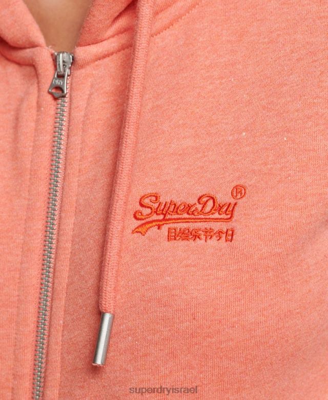 il Superdry נשים קפוצ'ון רוכסן לוגו חיוני מכותנה אורגנית אלמוג 4LX2Z3293 הַלבָּשָׁה