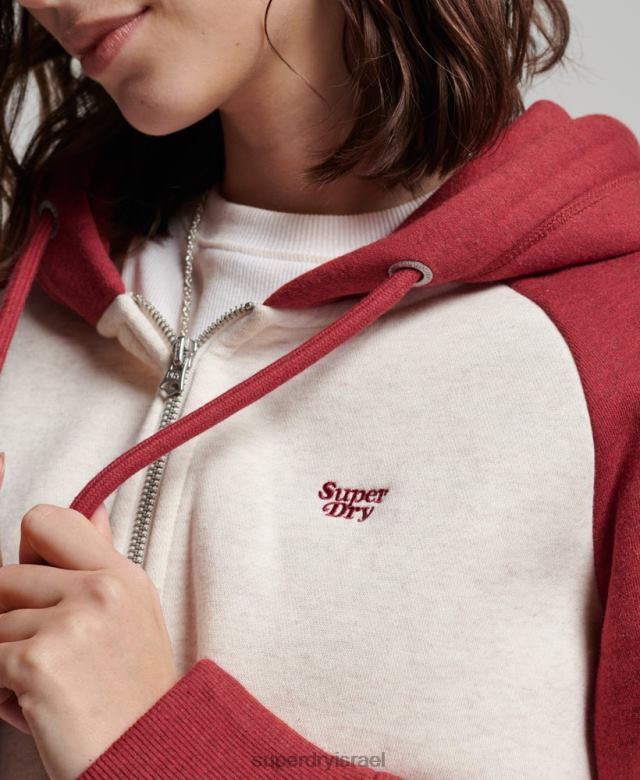 il Superdry נשים קפוצ'ון רוכסן בייסבול רקום לוגו וינטג' אָדוֹם 4LX2Z3296 הַלבָּשָׁה