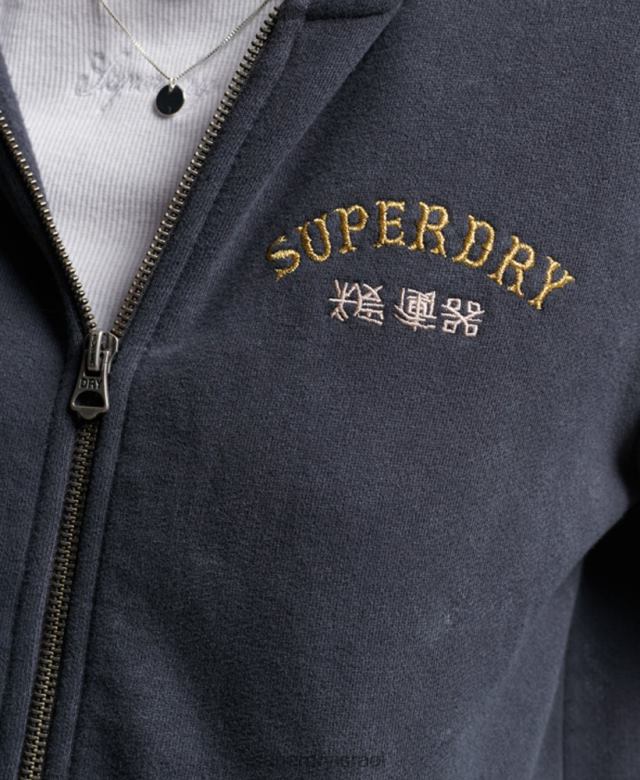 il Superdry נשים קפוצ'ון רוכסן מחנות וינטג' שָׁחוֹר 4LX2Z3310 הַלבָּשָׁה