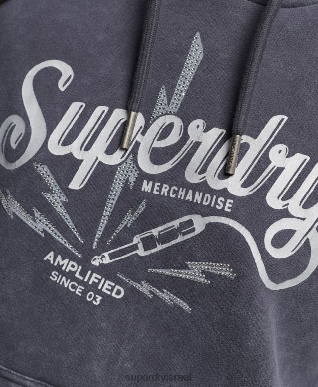 il Superdry נשים קפוצ'ון של חנות וינטג' אפור כהה 4LX2Z3321 הַלבָּשָׁה