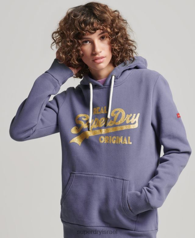 il Superdry נשים קפוצ'ון מקורי לוגו וינטג' סָגוֹל 4LX2Z3322 הַלבָּשָׁה