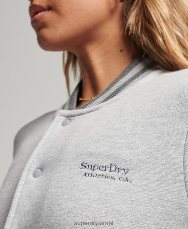 il Superdry נשים מעיל בומבר ג'רזי לוגו וינטג' אפור 4LX2Z3325 הַלבָּשָׁה