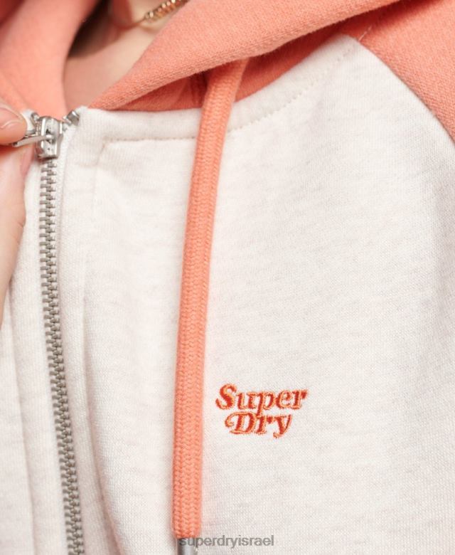 il Superdry נשים קפוצ'ון רוכסן בייסבול רקום לוגו וינטג' אלמוג 4LX2Z3339 הַלבָּשָׁה