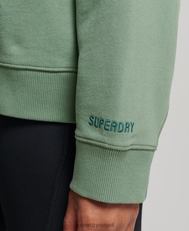 il Superdry נשים סווטשירט כותנה אורגנית לצוות ירוק 4LX2Z3341 הַלבָּשָׁה