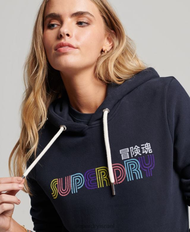 il Superdry נשים קפוצ'ון רטרו בענן חיל הים 4LX2Z3350 הַלבָּשָׁה