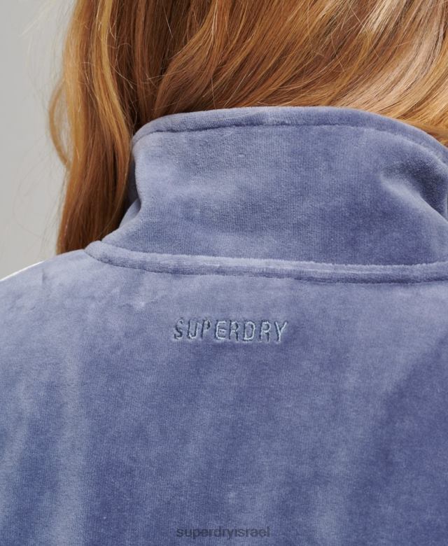 il Superdry נשים סווטשירט קטיפה הנלי כְּחוֹל 4LX2Z3363 הַלבָּשָׁה