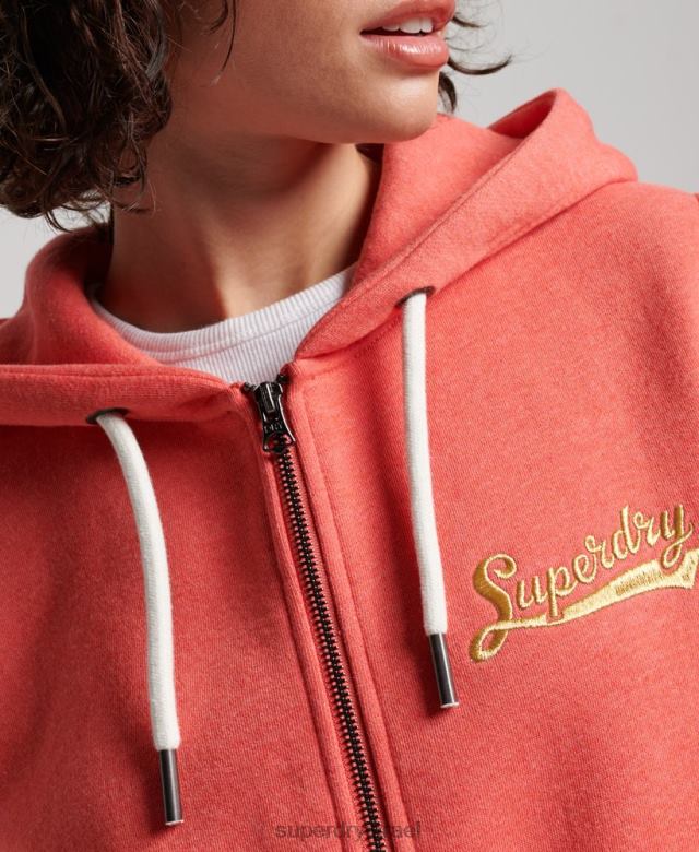 il Superdry נשים קפוצ'ון רוכסן קולג'י עם תסריט וינטג' אלמוג 4LX2Z3374 הַלבָּשָׁה