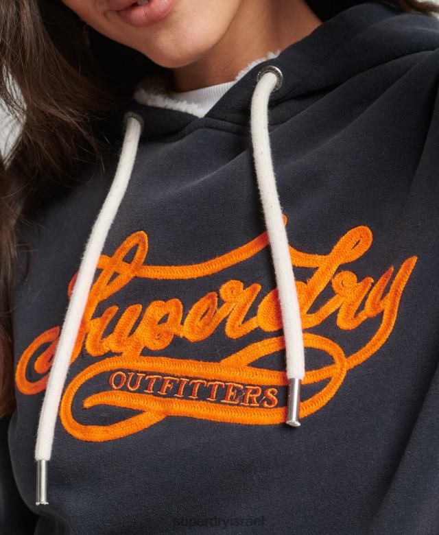 il Superdry נשים קפוצ'ון גאווה ויצירה חיל הים 4LX2Z3378 הַלבָּשָׁה