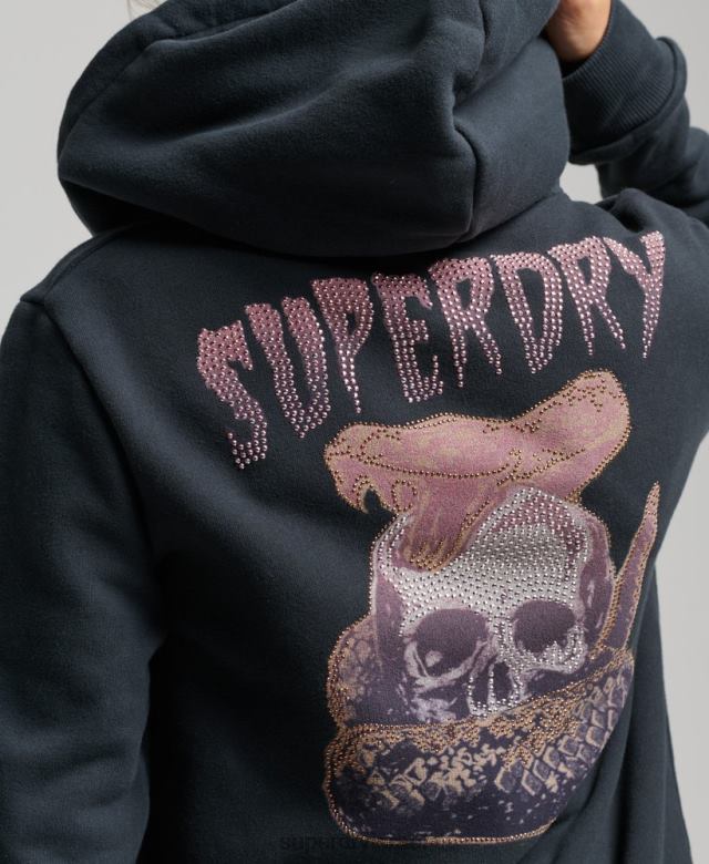 il Superdry נשים קפוצ'ון רוכסן מחנות וינטג' שָׁחוֹר 4LX2Z3382 הַלבָּשָׁה