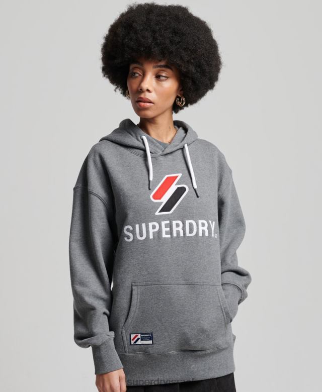 il Superdry נשים קפוצ'ון אוברסייז אפליקציה אפור כהה 4LX2Z3390 הַלבָּשָׁה