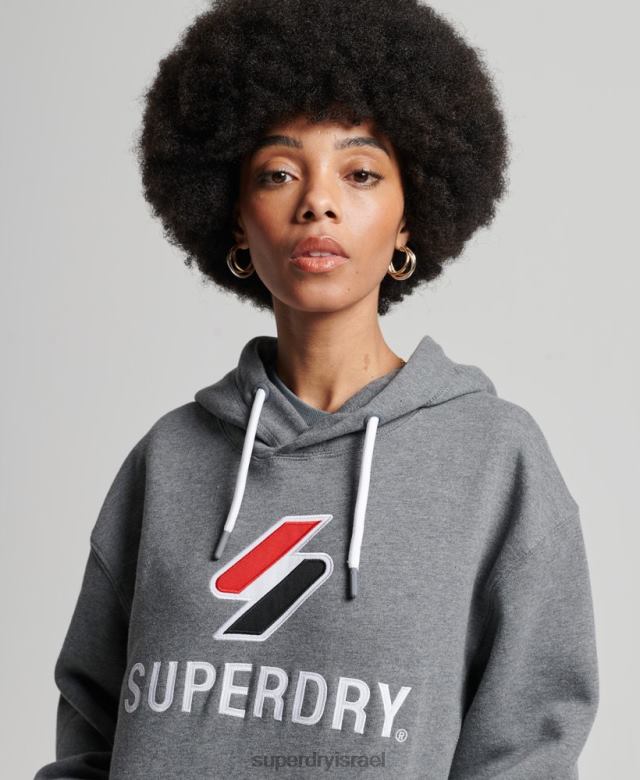 il Superdry נשים קפוצ'ון אוברסייז אפליקציה אפור כהה 4LX2Z3390 הַלבָּשָׁה