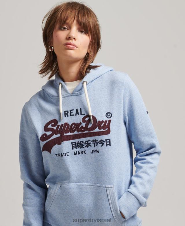 il Superdry נשים קפוצ'ון מורשת לוגו וינטג' כחול בהיר 4LX2Z3397 הַלבָּשָׁה