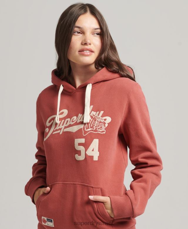 il Superdry נשים קפוצ'ון קולג' בסגנון תסריט תפוז 4LX2Z3398 הַלבָּשָׁה