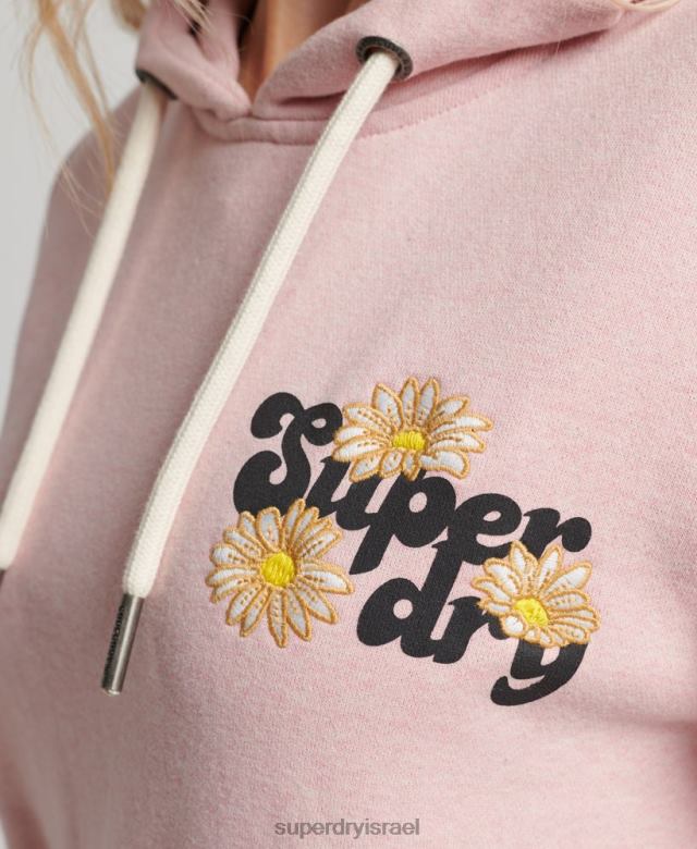 il Superdry נשים קפוצ'ון עם תסריט פרחוני וינטג' וָרוֹד 4LX2Z3408 הַלבָּשָׁה