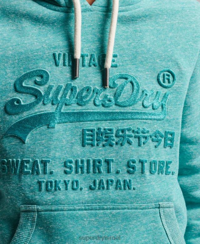 il Superdry נשים קפוצ'ון עם לוגו גרפי מובלט ירוק 4LX2Z3419 הַלבָּשָׁה