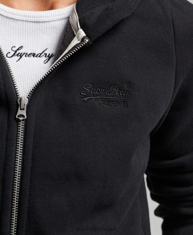 il Superdry נשים קפוצ'ון רקום לוגו וינטג' שָׁחוֹר 4LX2Z3425 הַלבָּשָׁה