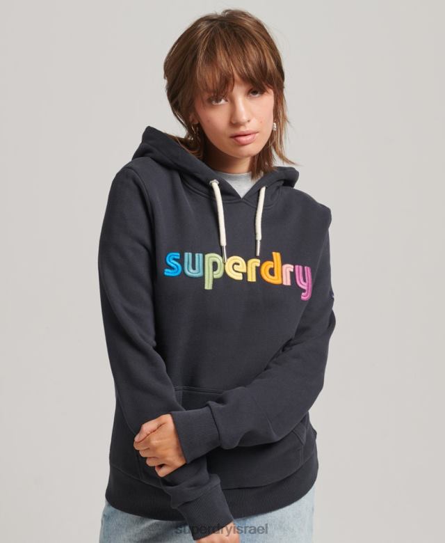 il Superdry נשים קפוצ'ון עם לוגו רקום חיל הים 4LX2Z3428 הַלבָּשָׁה