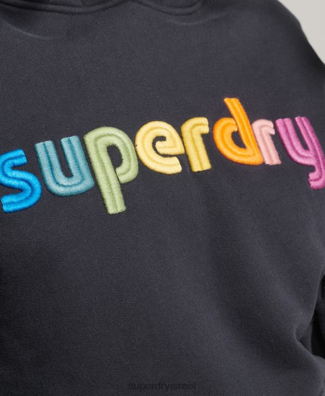 il Superdry נשים קפוצ'ון עם לוגו רקום חיל הים 4LX2Z3428 הַלבָּשָׁה