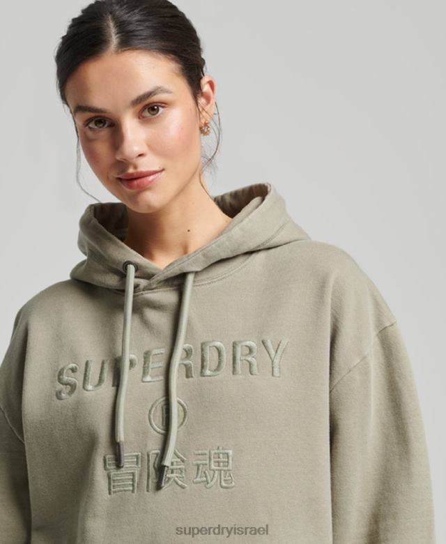 il Superdry נשים קוד לוגו קפוצ'ון אוברסייז צבע בגד חָקִי 4LX2Z3433 הַלבָּשָׁה